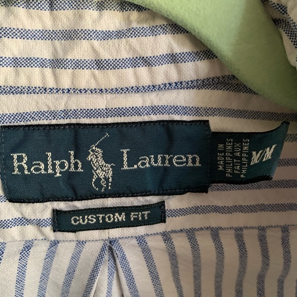 White with Light Blue Stripes Long Sleeve Button Down Shirt - Picture 4 of 5